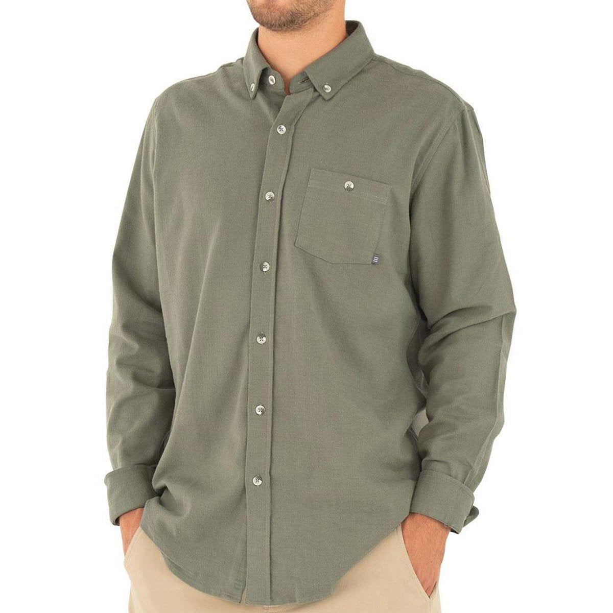Free Fly Apparel Men&#39;s Bamboo Flannel Button Up Dark Olive