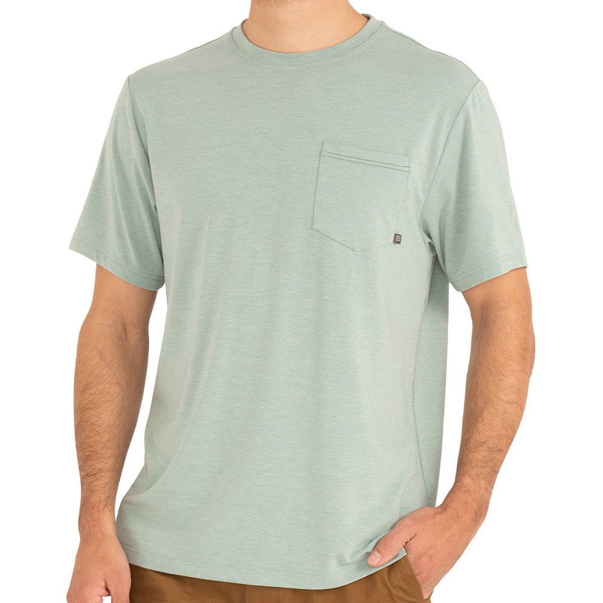 Free Fly Apparel Men&#39;s Bamboo Flex Pocket Tee Heather Keys Green