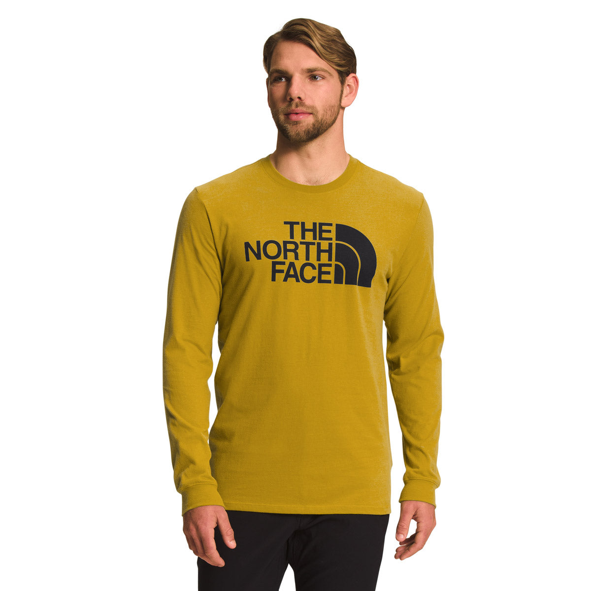 The North Face Men&#39;s Long-Sleeve Half Dome Tee ineral Gold/TNF Black / M