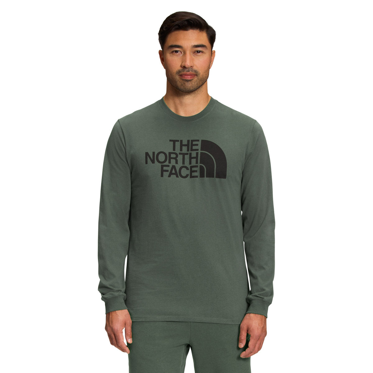 The North Face Men&#39;s Long-Sleeve Half Dome Tee Thyme/TNF Black