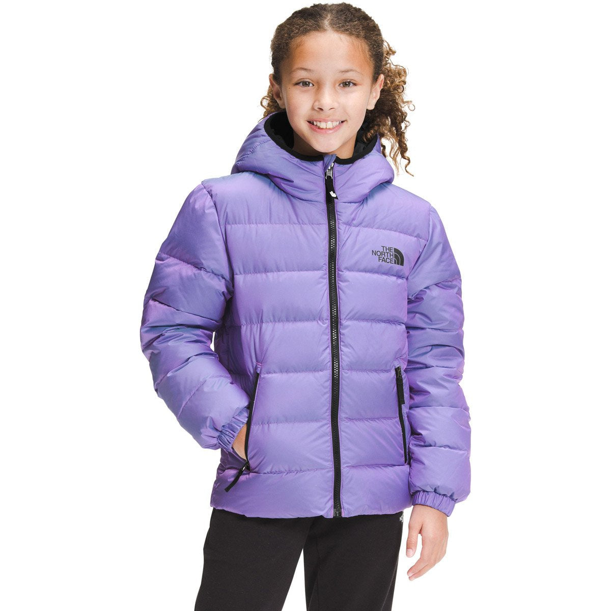 The North Face Girls&#39; Printed Hyalite Down Jacket Sweet Violet/Iridescent