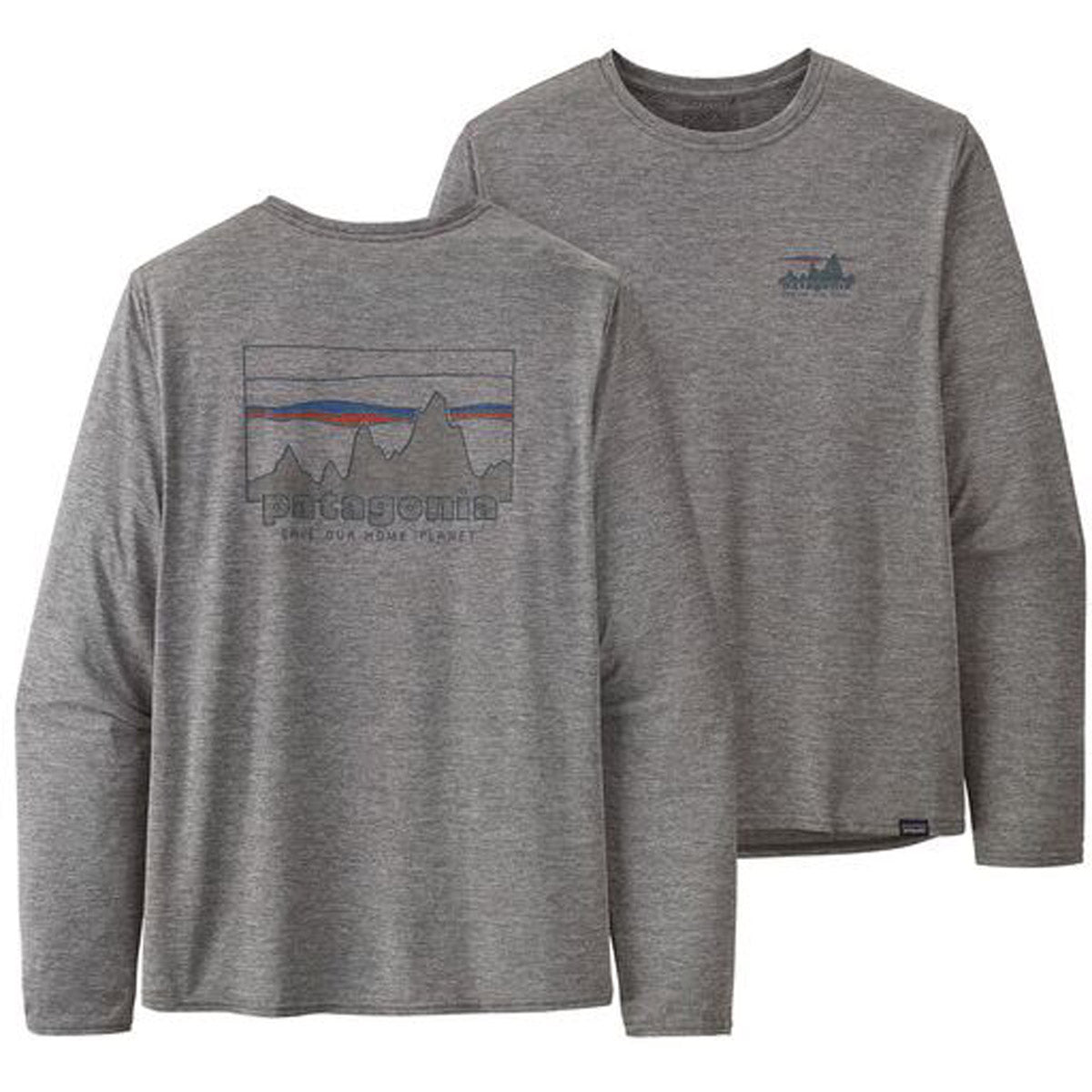 Patagonia Men&#39;s Long-Sleeved Cap Cool Daily Graphic Shirt &#39;73 Skyline: Feather Grey