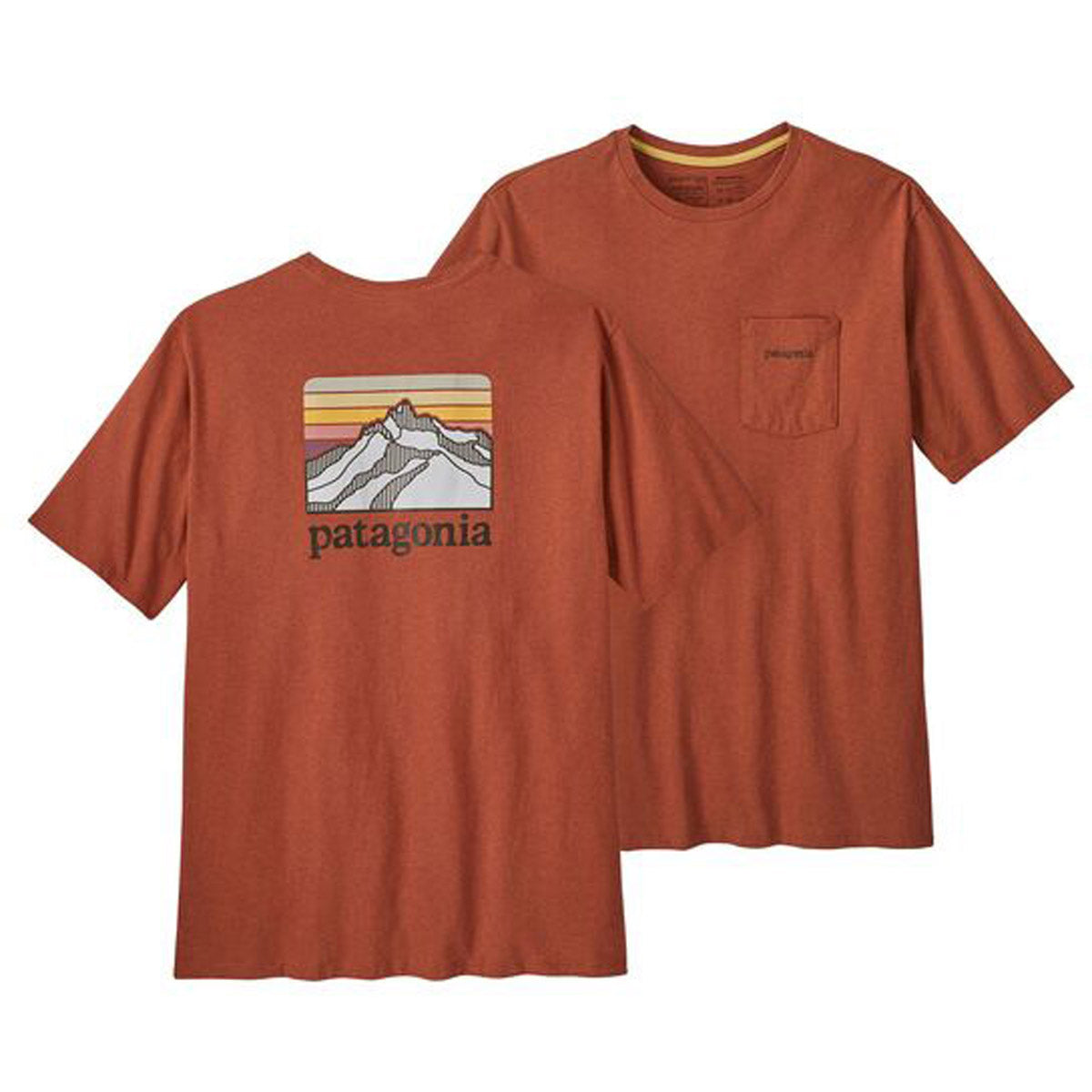 Patagonia Men&#39;s Line Logo Ridge Pullovercket Responsibili-Tee Quartz Coral