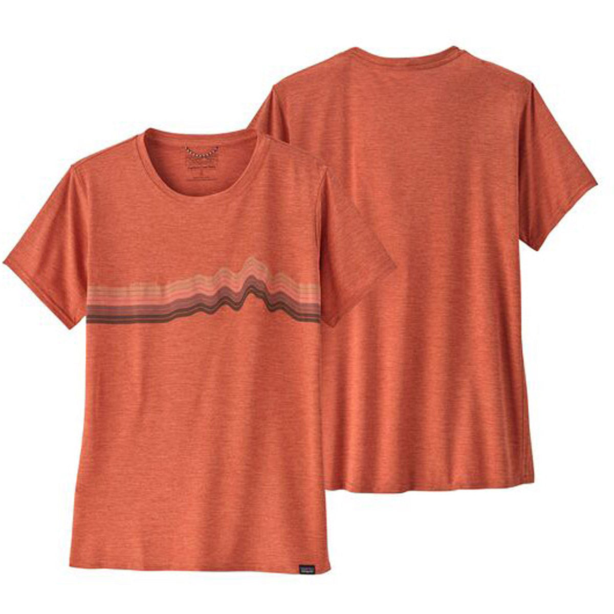 Patagonia Women&#39;s Cap Cool Daily Graphic Shirt Ridge Rise Stripe: Quartz Coral X-Dye