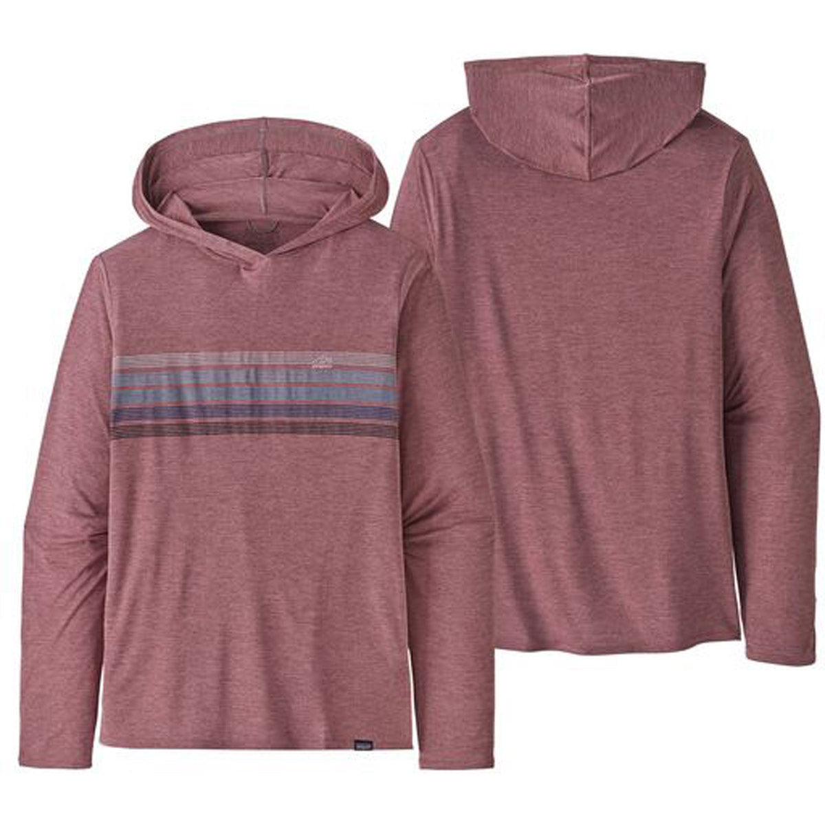 Patagonia Men&#39;s Capilene Cool Daily Graphic Hoody Line Logo Ridge tripe: Evening Mauve X-Dye / S