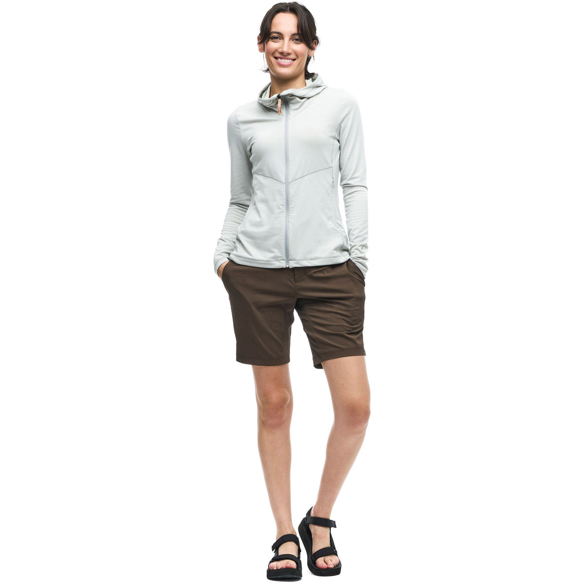 Indyeva Women&#39;s Long Sleeve Hooded Zip Up Secco Avocado