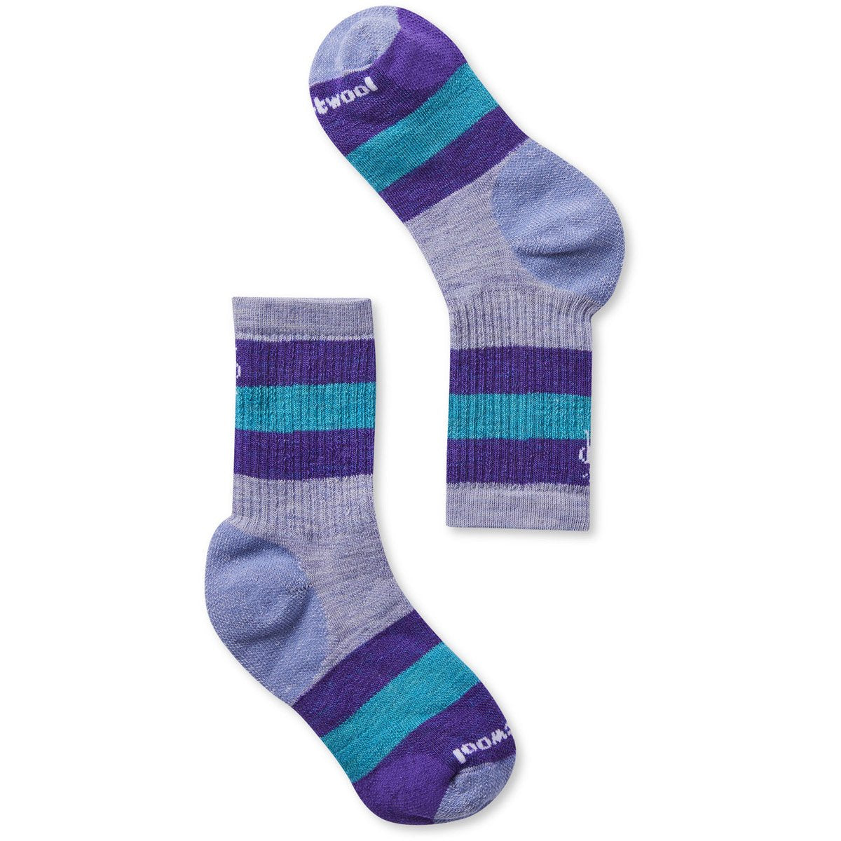 Smartwool Kids&#39; Hike Medium Striped Crew Socks Purple Mist