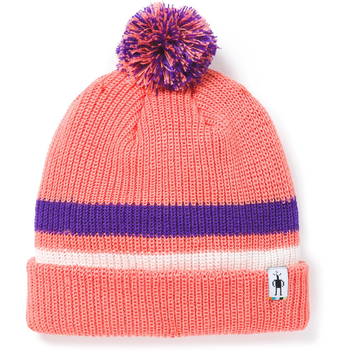 Smartwool Kids&#39; Stripe Pom Beanie Bright Coral