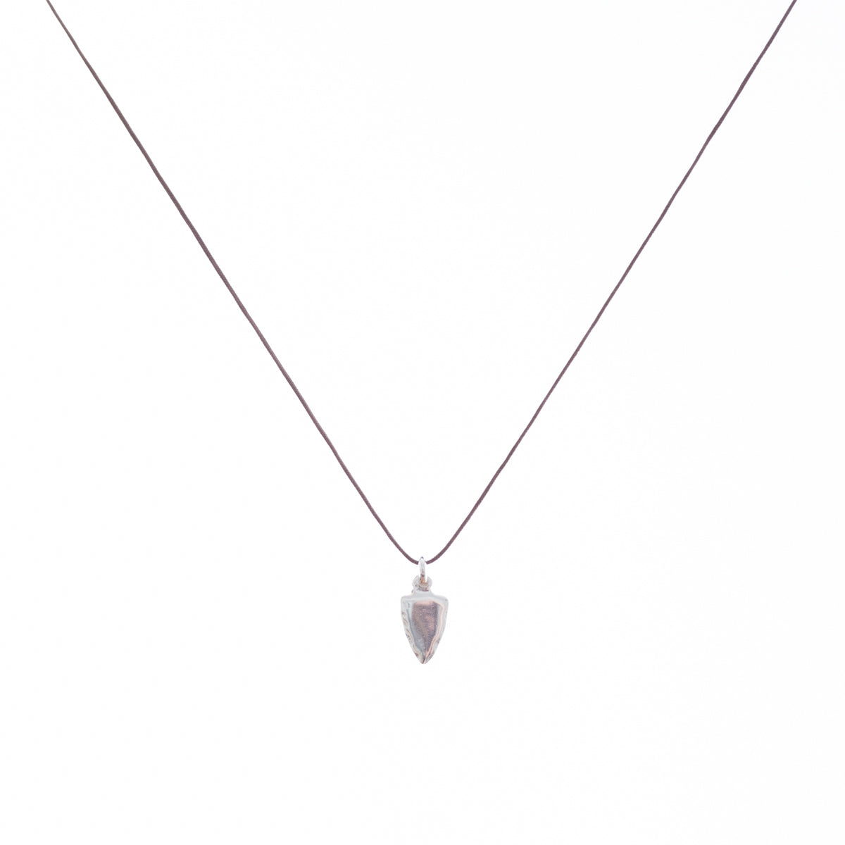 Bronwen Tiny Charm Necklace - 16&quot; Arrowhead - Taupe/Silver