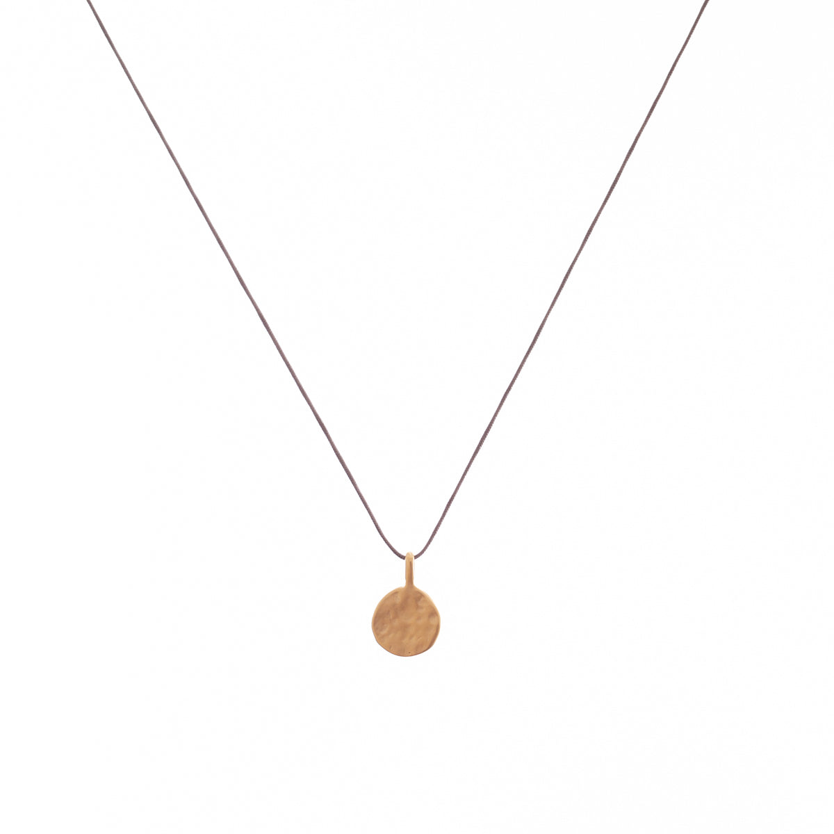 Bronwen Tiny Charm Necklace - 16&quot; Disc - Taupe/Gold