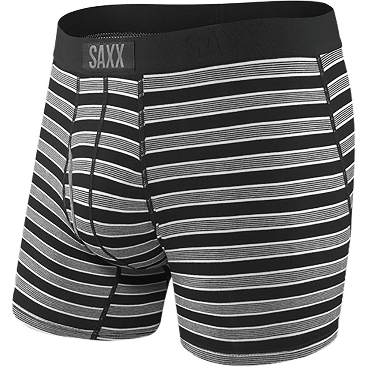 Saxx Underwear Co. Men&#39;s Ultra Boxer Brief Black Crew Stripe