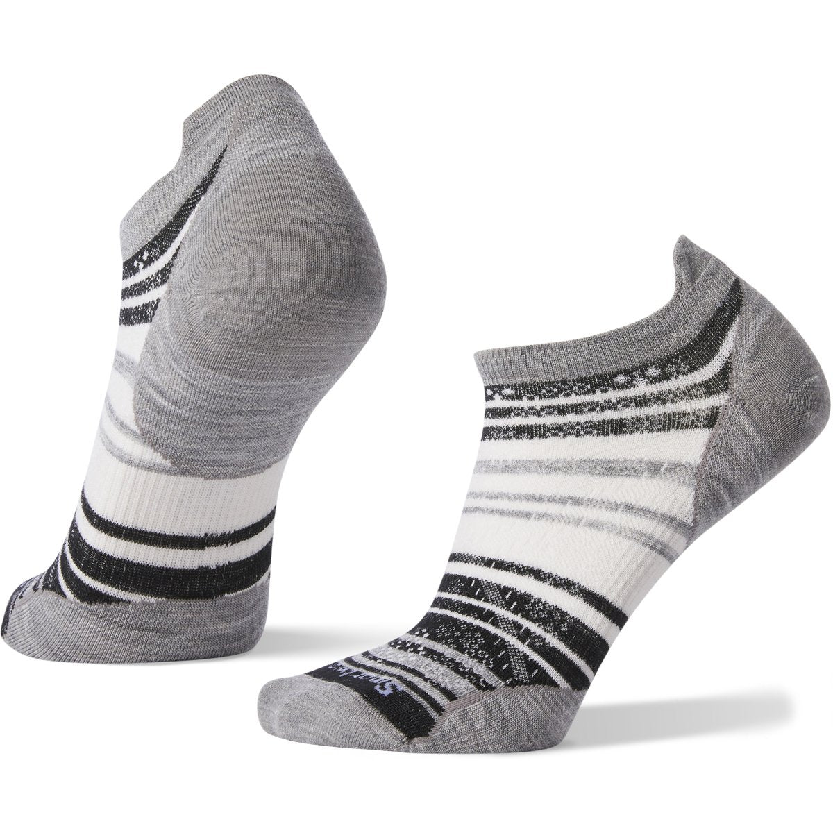 Smartwool Women&#39;s PhD Run Ultra Light Striped Micro Socks Light Gray