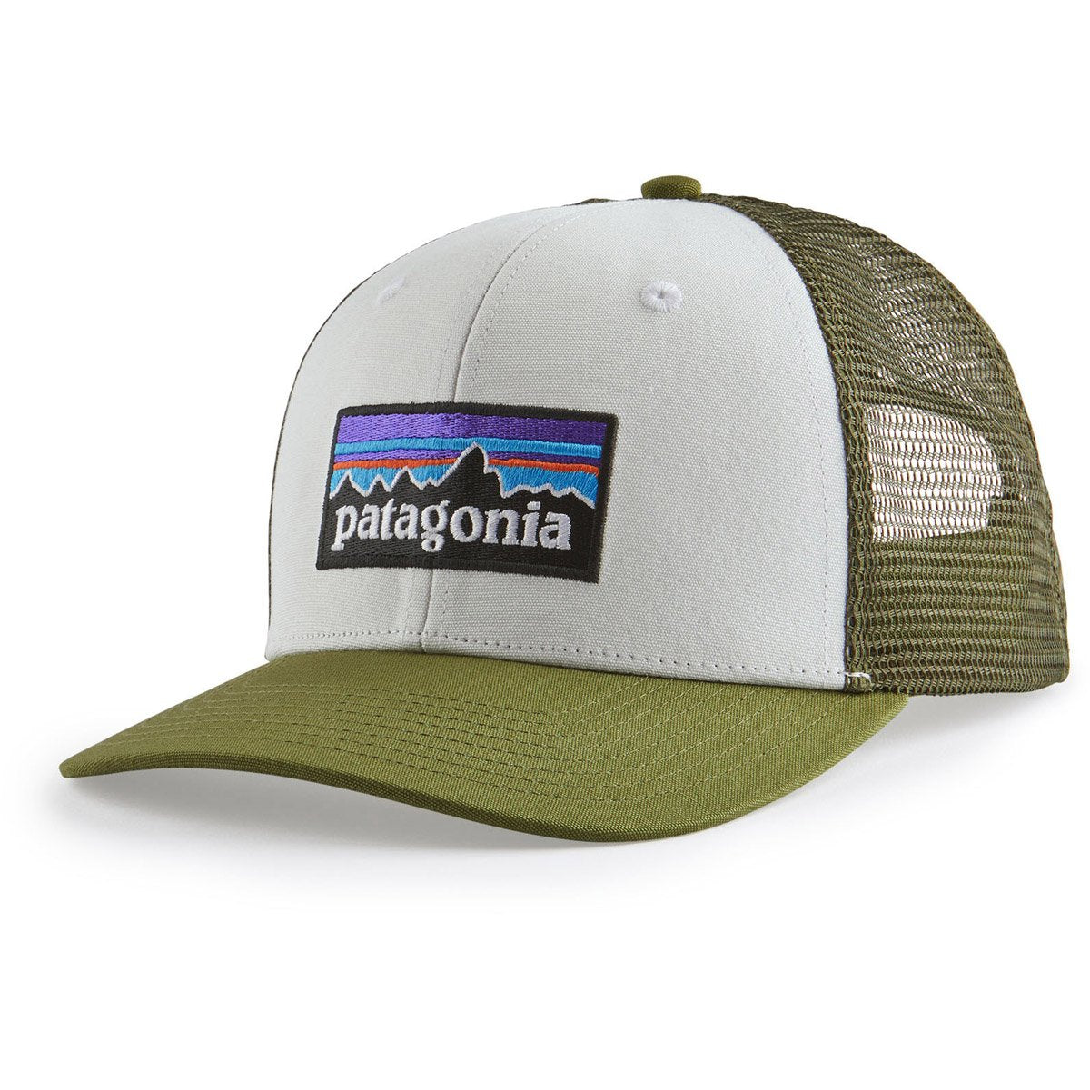 Patagonia P-6 Logo Trucker Hat White w/Palo Green