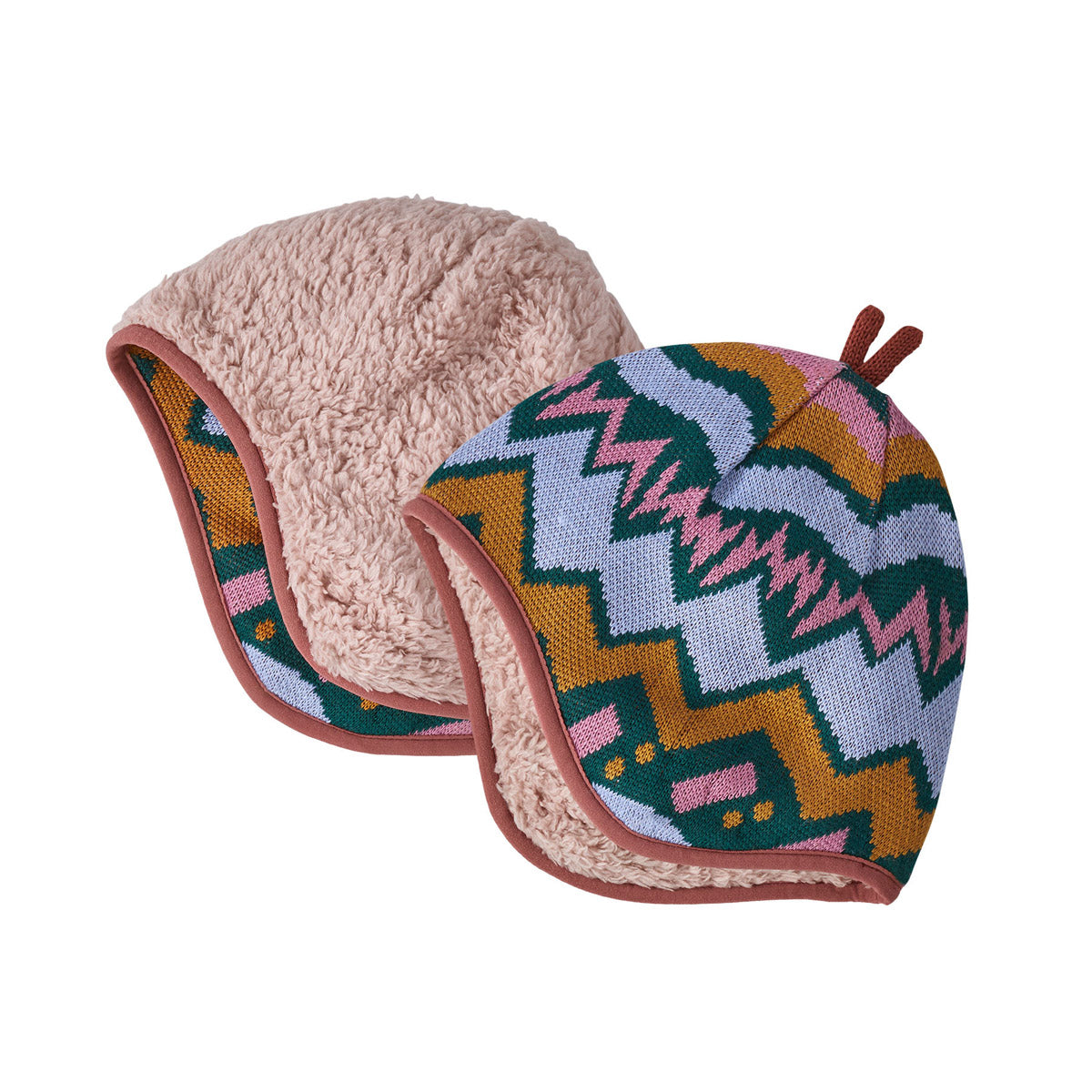 Patagonia Baby Reversible Beanie Lofoten Geo Knit Small: Fuzzy Mauve