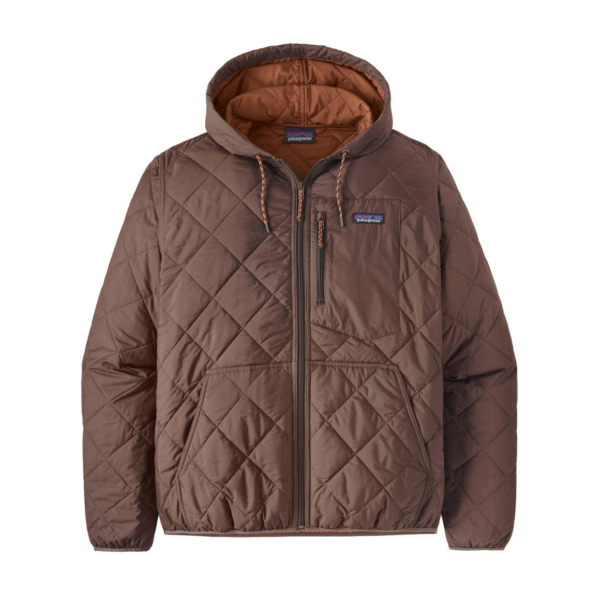 Patagonia Men&#39;s Diamond Quilted Bomber Hoody Cone Brown