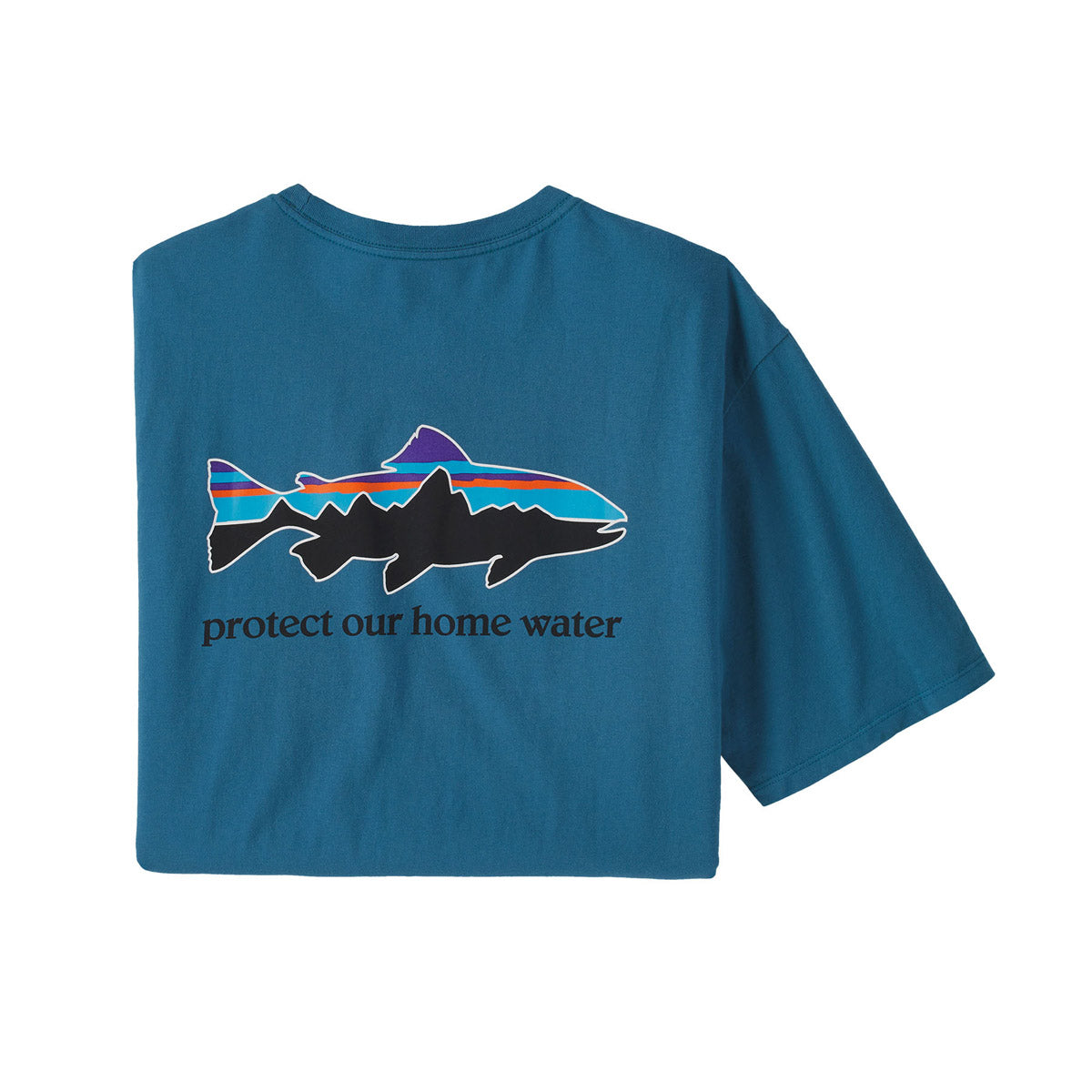 Patagonia Men&#39;s Home Water Trout Organic T-Shirt Wavy Blue