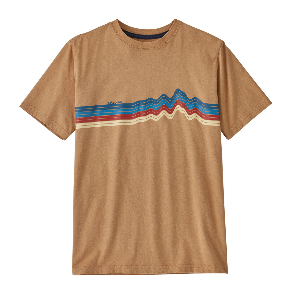 Patagonia Kids' Regenerative Organic Certified Cotton Graphic T-Shirt Ridge Rise tripe: Dark Camel / S