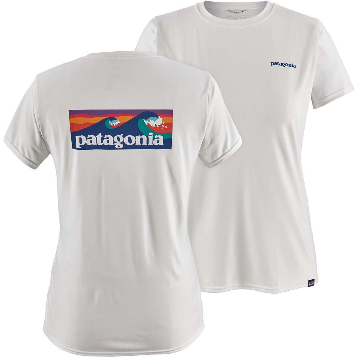 Patagonia Women's Cap Cool Daily Graphic Shirt Boardshort Logo: White