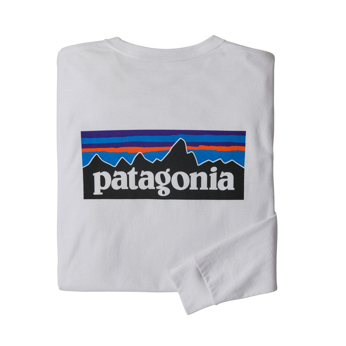 Patagonia Men's Long-Sleeved P-6 Logo Responsibili-Tee White