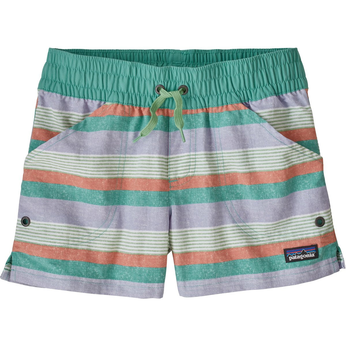 Patagonia Girls&#39; Costa Rica Baggies Shorts Fitz Stripe Texture Small: Beluga