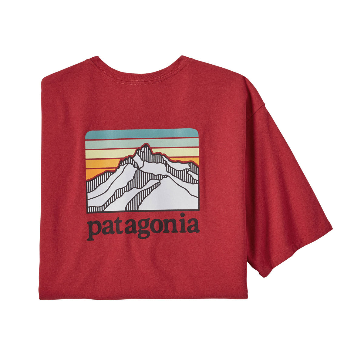 Patagonia Men's Line Logo Ridge Pullovercket Responsibili-Tee Sumac Red