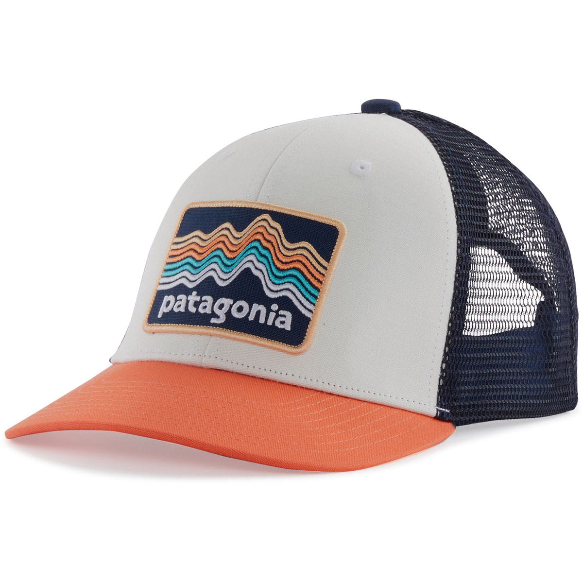 Patagonia Kids&#39; Trucker Hat Ridge Rise Stripe: Coho Coral