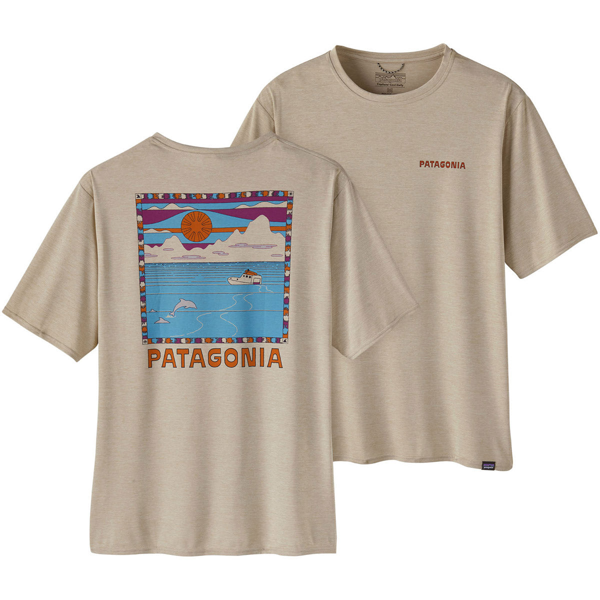 Patagonia Men&#39;s Capilene Cool Daily Graphic Shirt - Waters Summit Swell: Pumice X-Dye