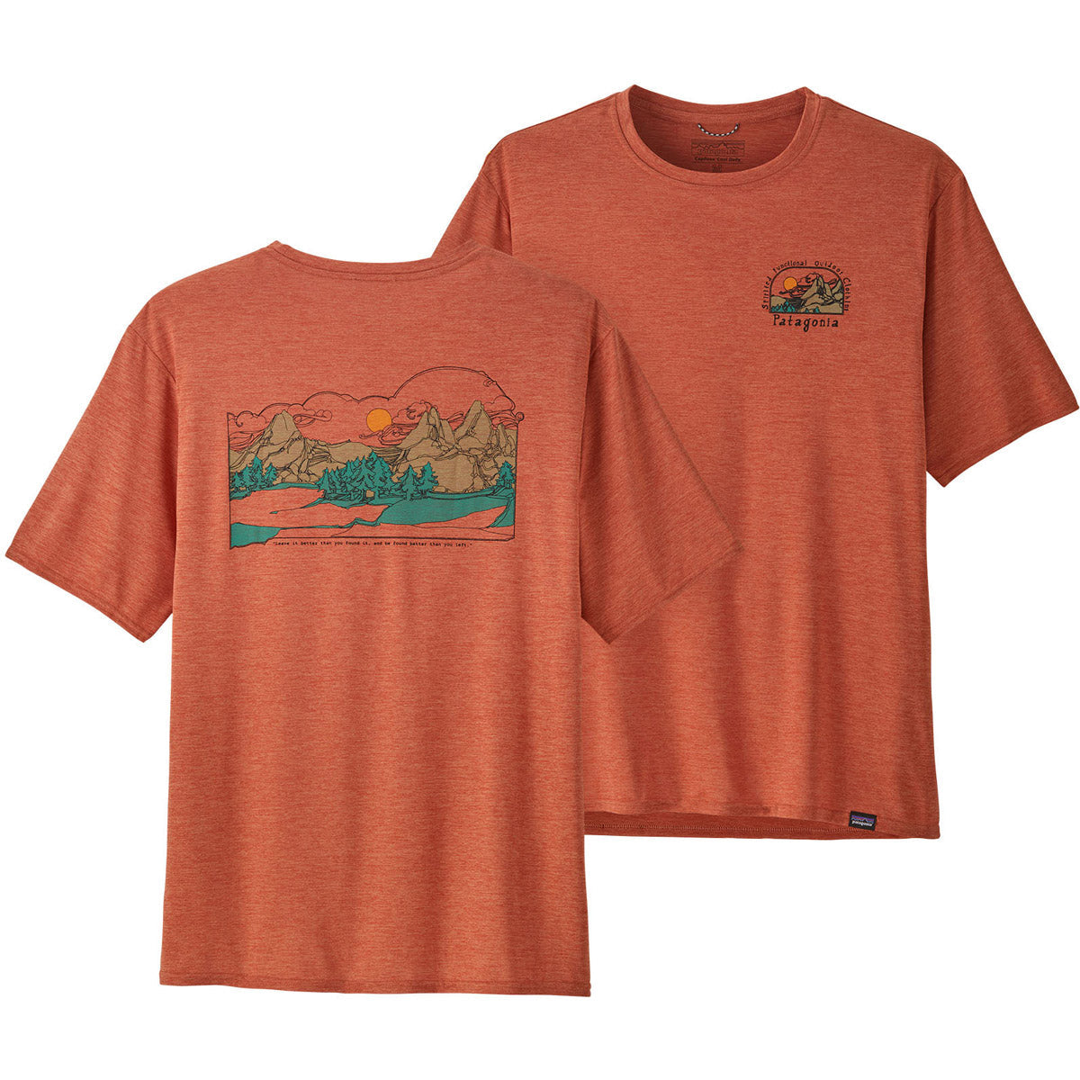 Patagonia Men&#39;s Capilene Cool Daily Graphic Shirt - Lands Lost And Found: Quartz Coral X-Dye