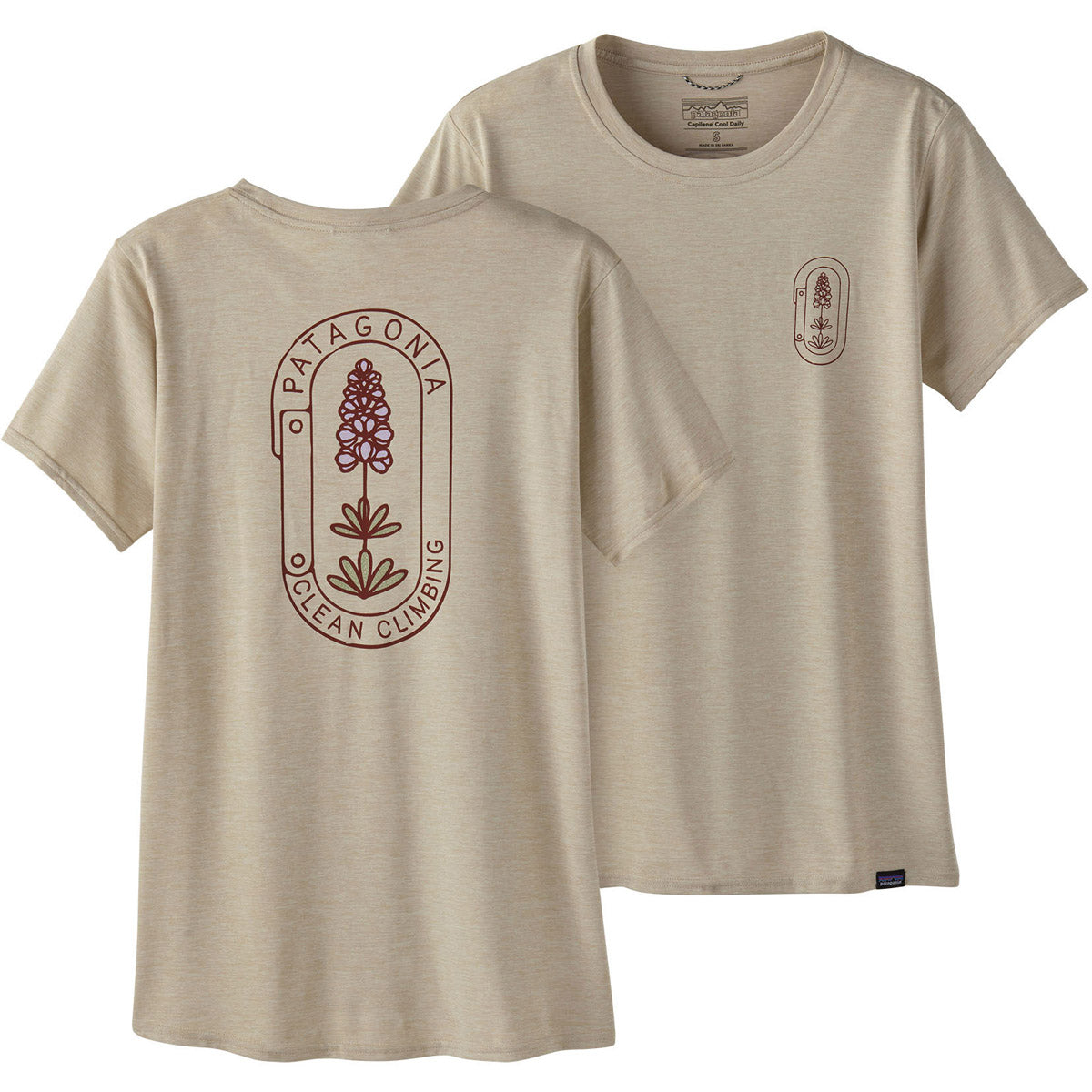 Patagonia Women&#39;s Capilene Cool Daily Graphic Shirt - Lands Clean Climb Bloom: Pumice X-Dye