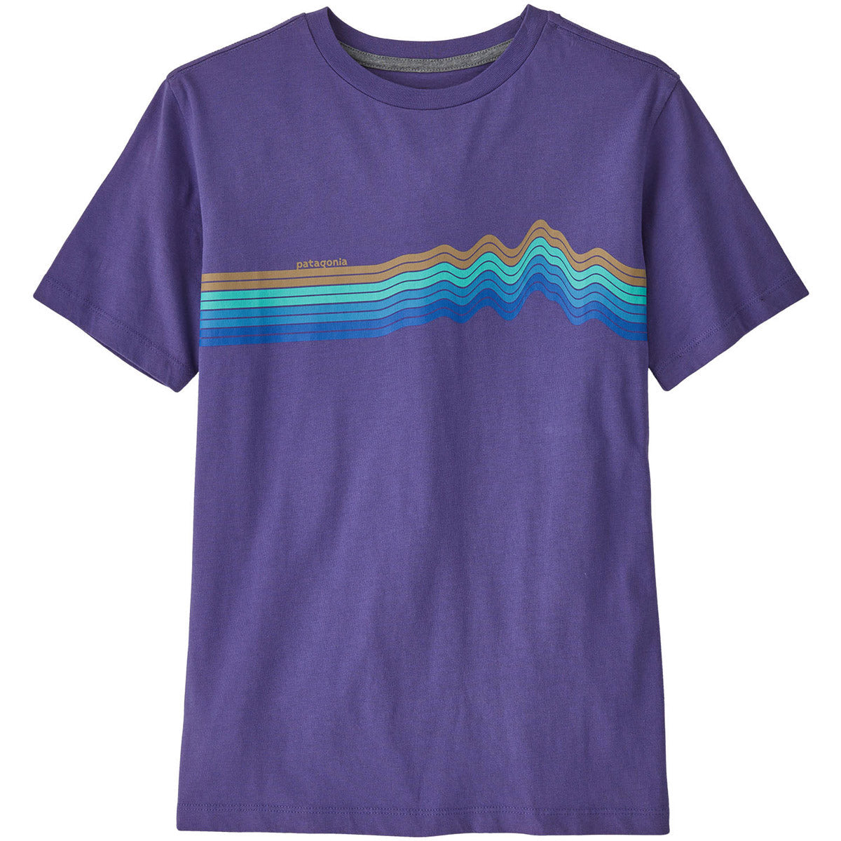 Patagonia Kids' Regenerative Organic Certified Cotton Graphic T-Shirt Ridge Rise tripe: Perennial Purple / S