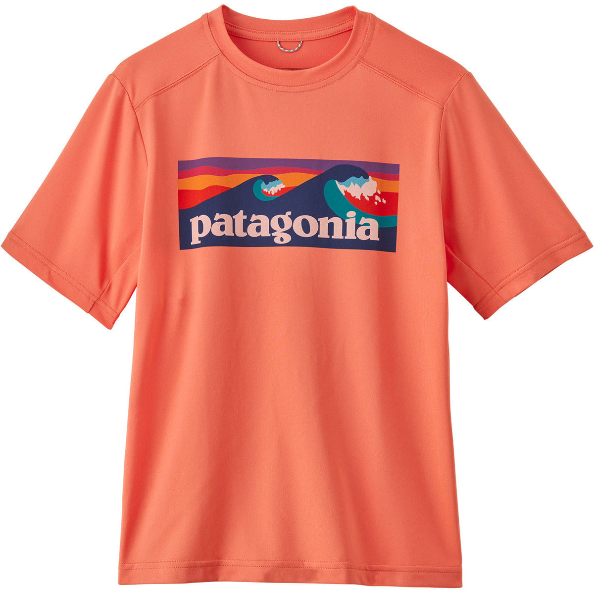 Patagonia Kids' Capilene Silkweight T-Shirt Boardshort Logo: Coho Coral