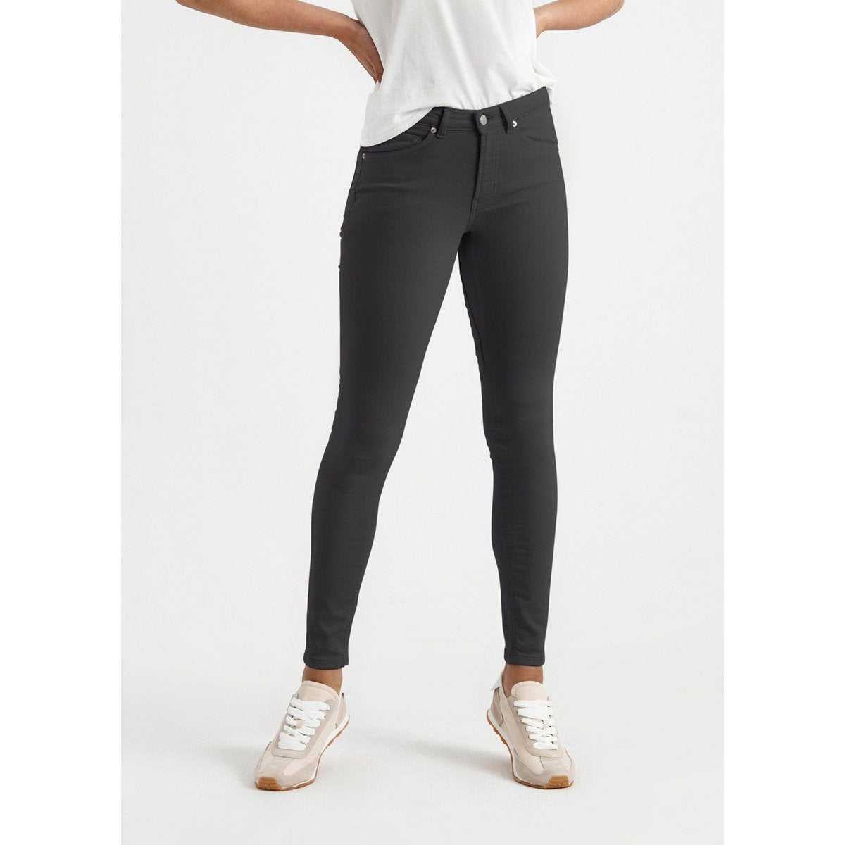 DU/ER Women&#39;s No Sweat Pant Mid Rise Skinny Slate