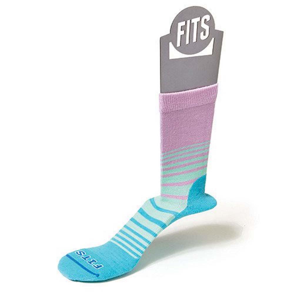 Fits Women&#39;s Casual Color Block Stripe Crew Socks avender Herb Scuba Blue / L