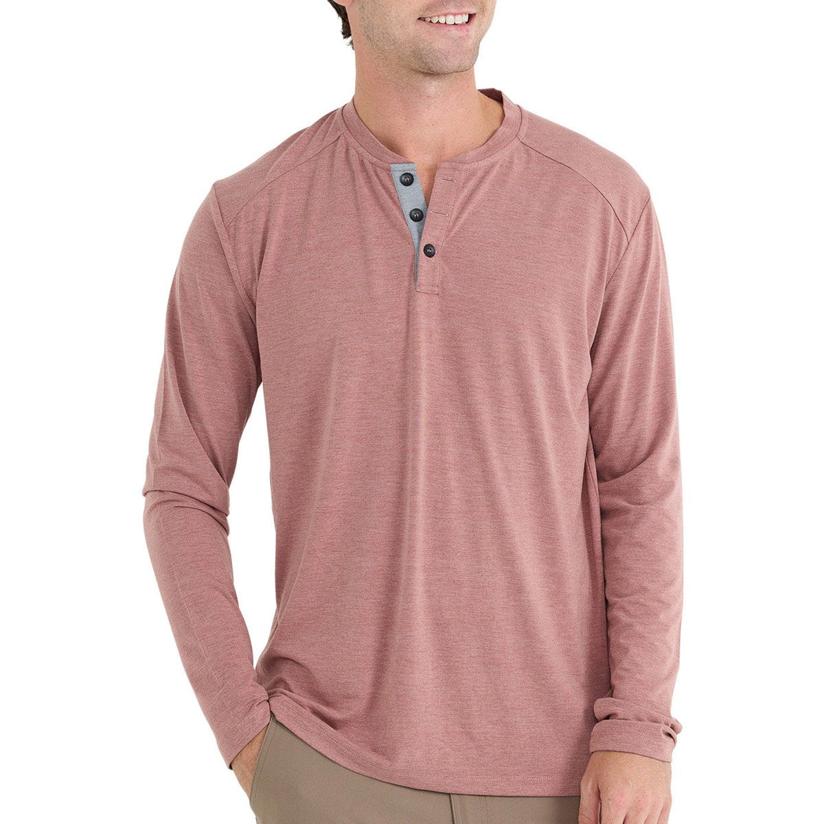 Free Fly Apparel Men&#39;s Bamboo Flex Henley Heather Brick