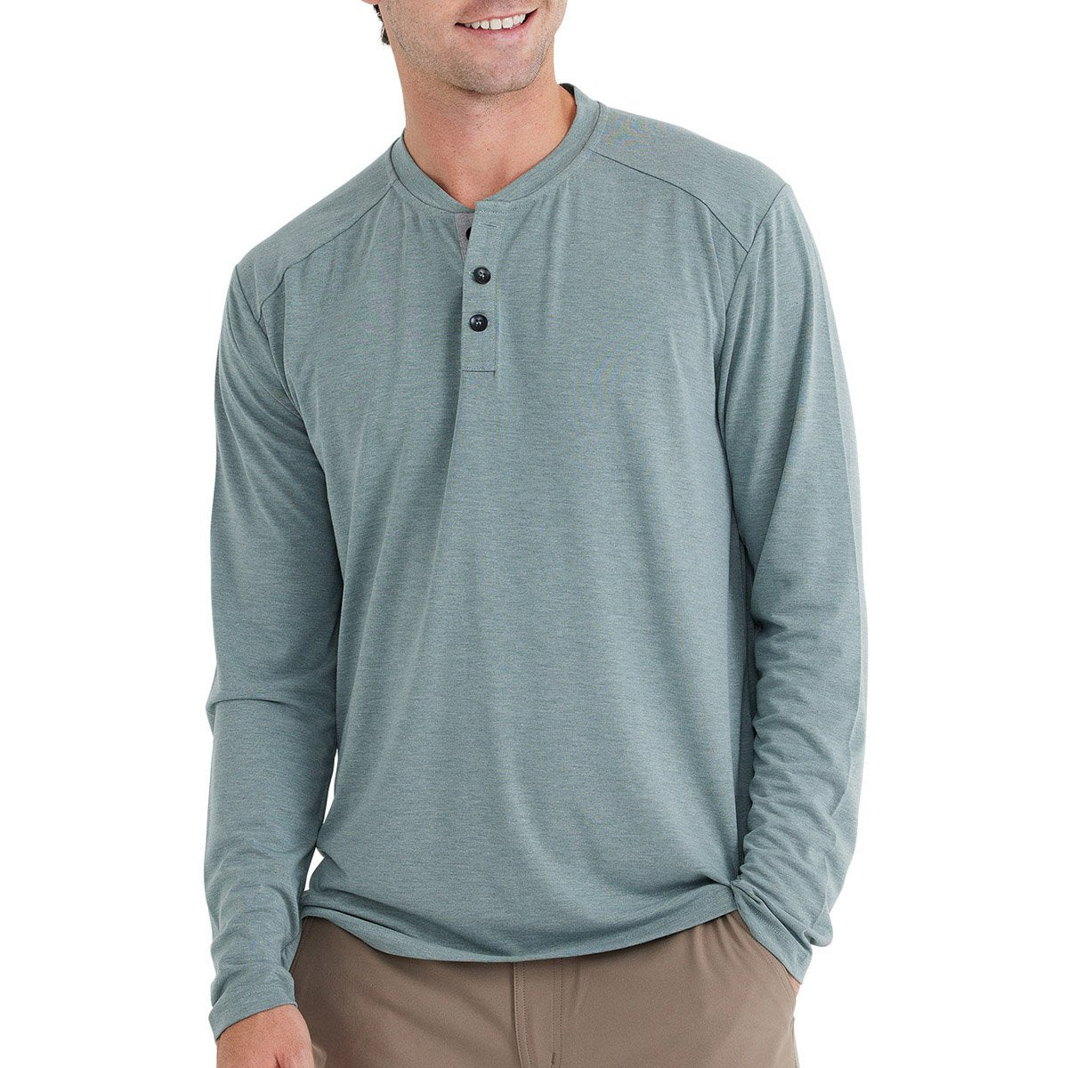 Free Fly Apparel Men&#39;s Bamboo Flex Henley Heather Juniper