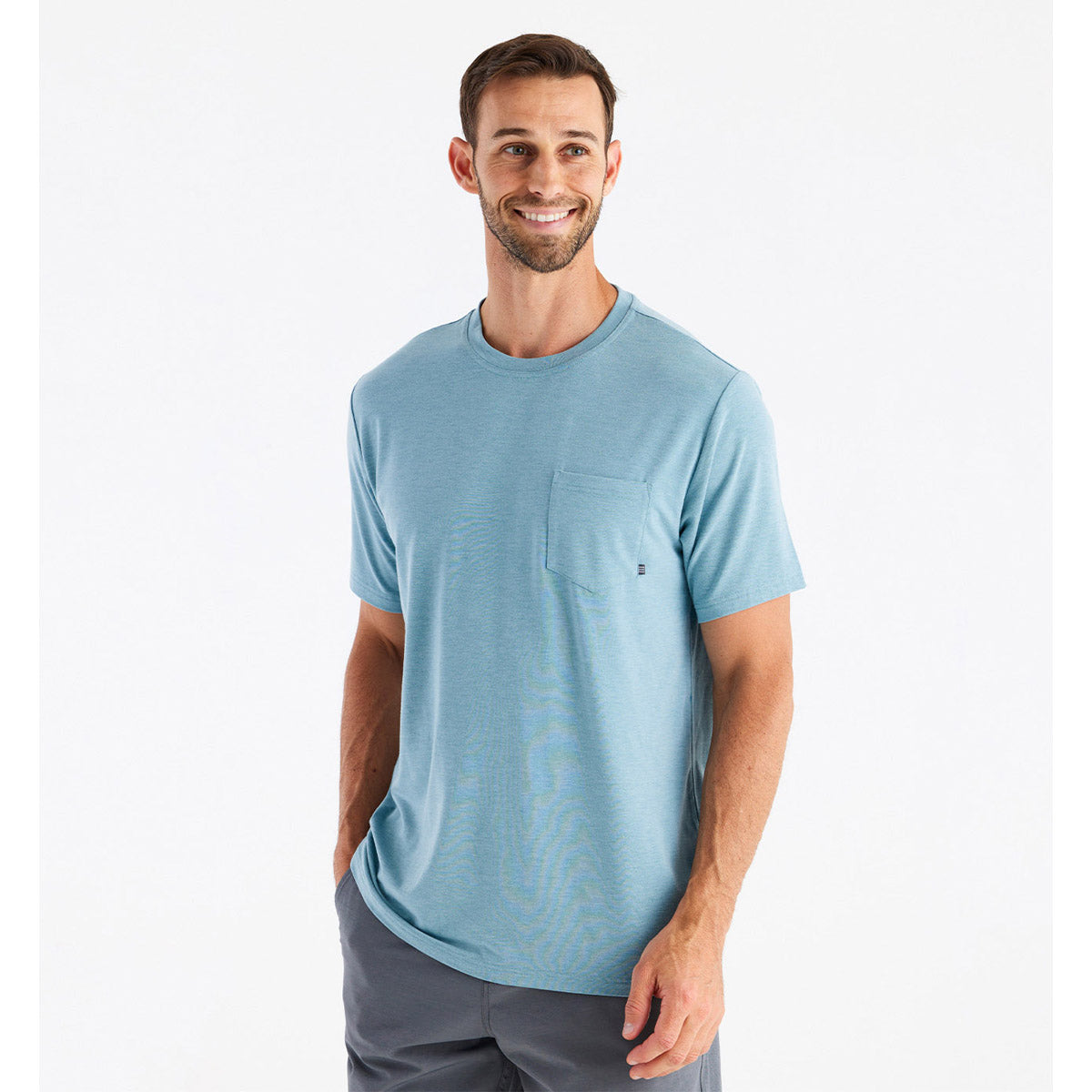 Free Fly Apparel Men&#39;s Bamboo Flex Pocket Tee Heather ineral / M