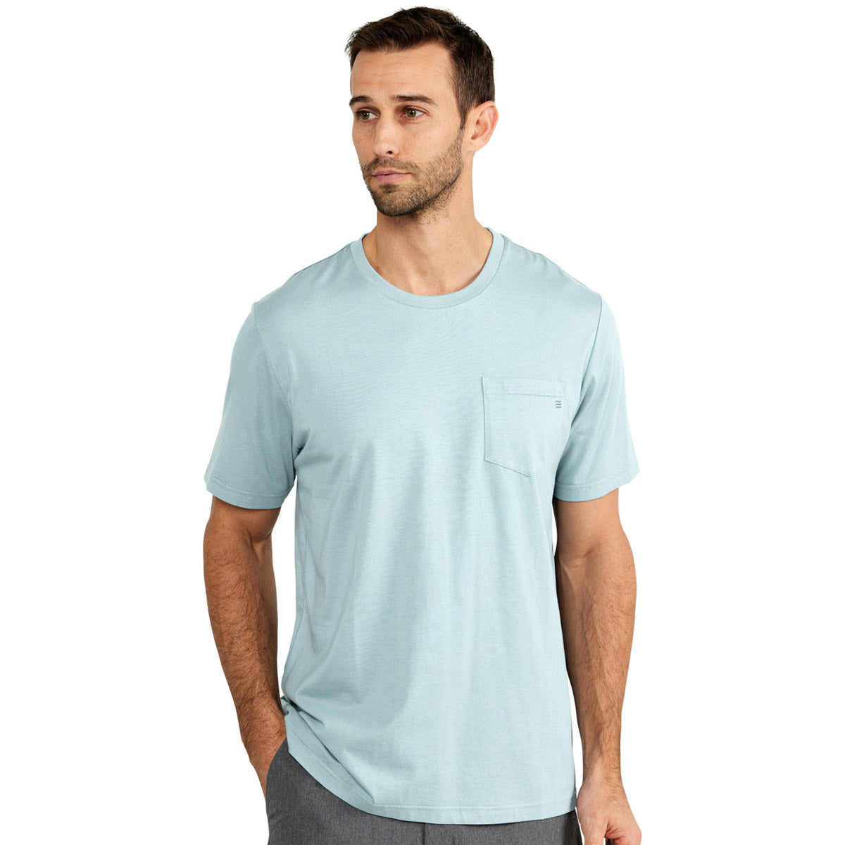 Free Fly Apparel Men&#39;s Bamboo Heritage Pocket Tee Flats Blue