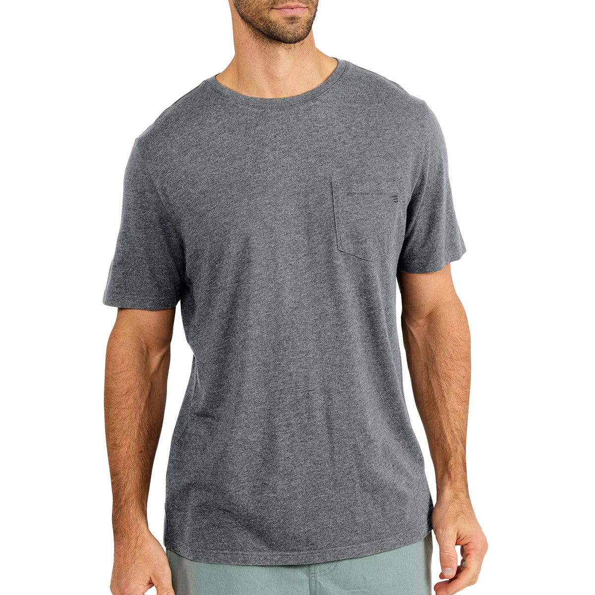 Free Fly Apparel Men's Bamboo Heritage Pocket Tee Heather Flint