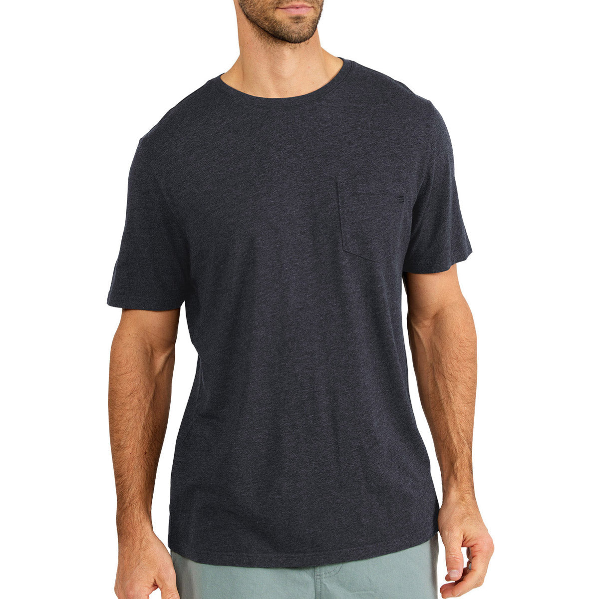 Free Fly Apparel Men&#39;s Bamboo Heritage Pocket Tee Heather Black