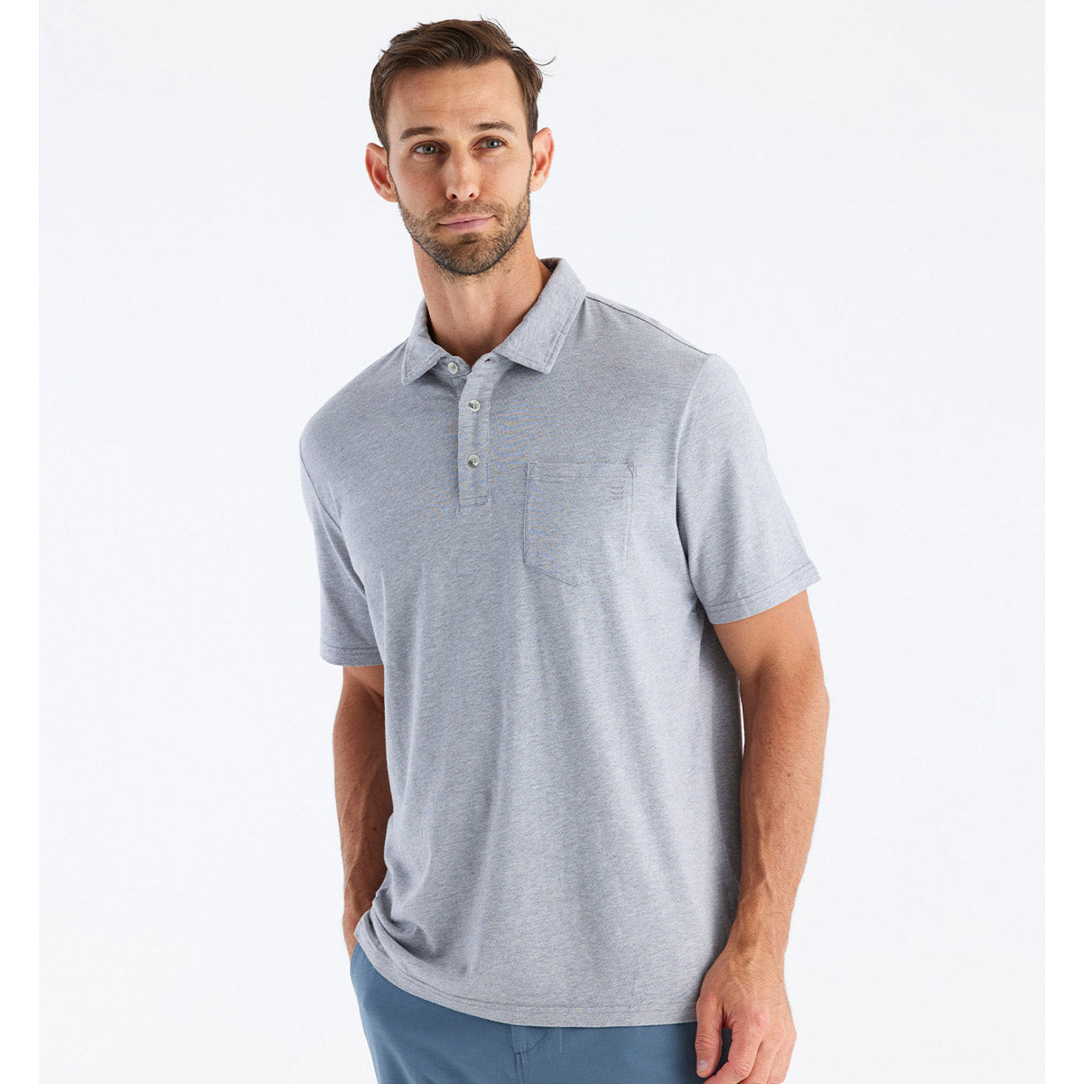 Free Fly Apparel Men's Bamboo Heritage Polo Light Heather Grey