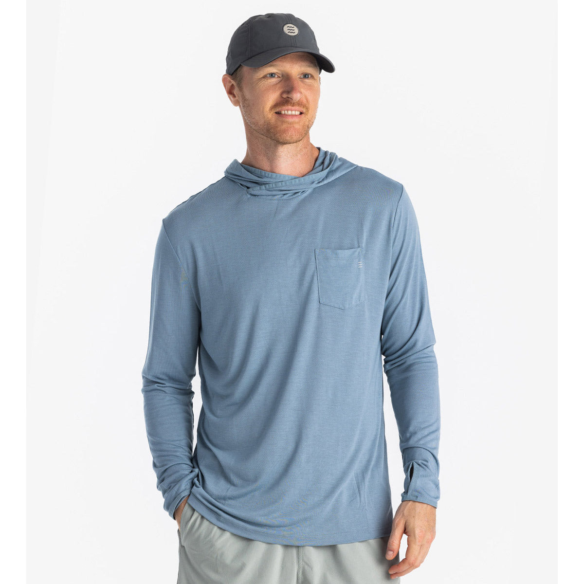 Free Fly Apparel Men&#39;s Bamboo Lightweight Hoodie Blue Fog