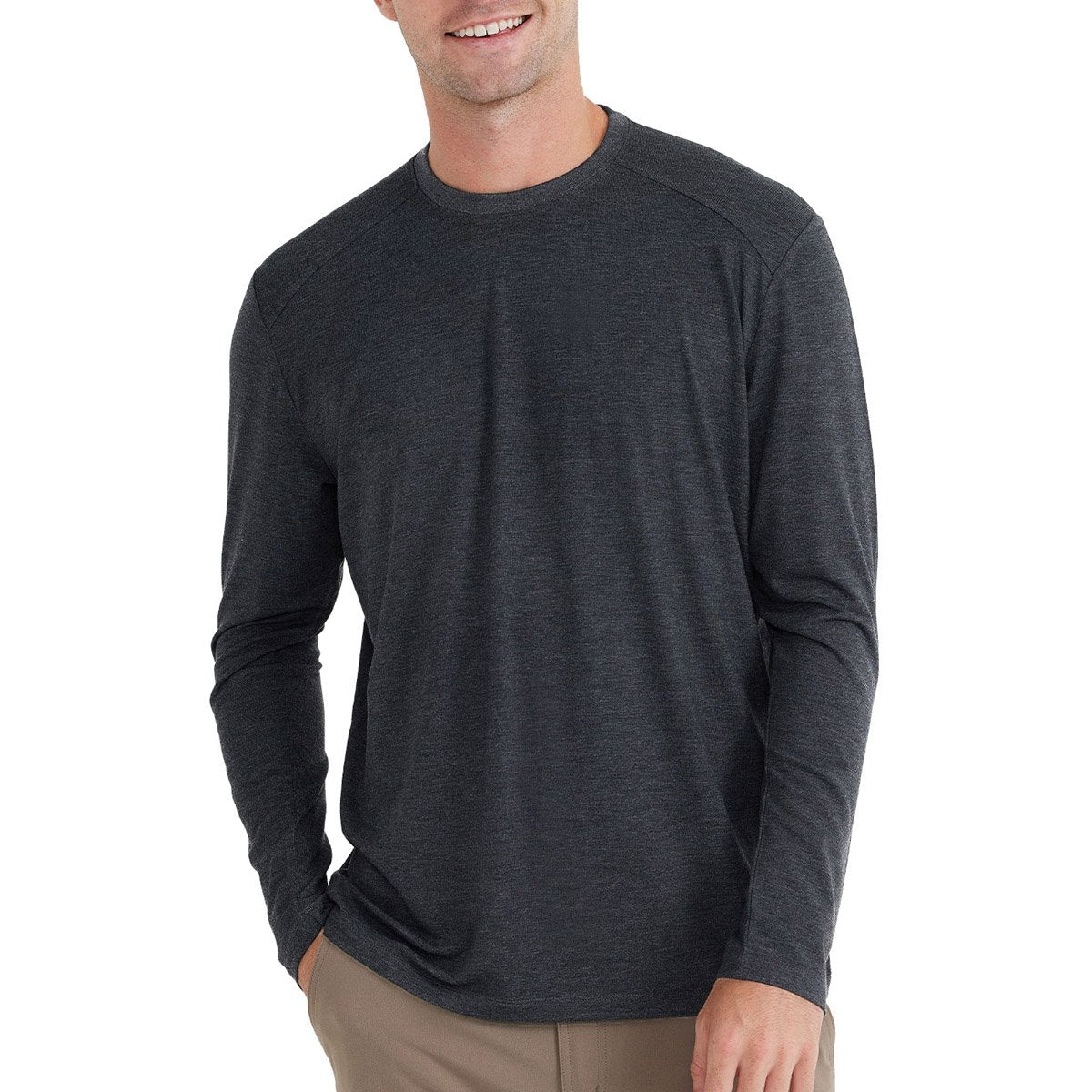 Free Fly Apparel Men&#39;s Bamboo Midweight Long Sleeve Heather Black