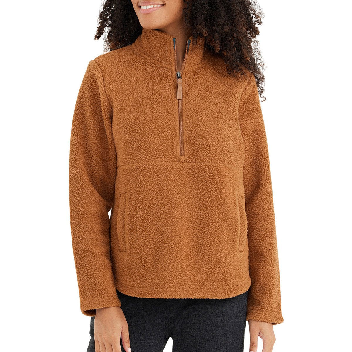 Free Fly Apparel Women&#39;s Bamboo Sherpa Fleece Half Zip Camel