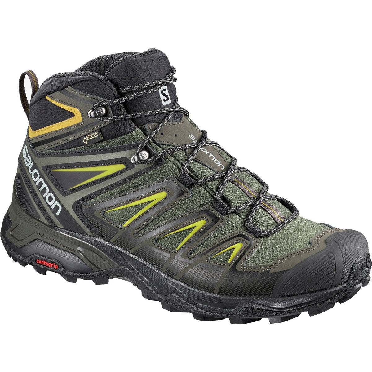 Salomon Men&#39;s X Ultra 3 Mid GTX Castor Gray / Black / Green Sulphur